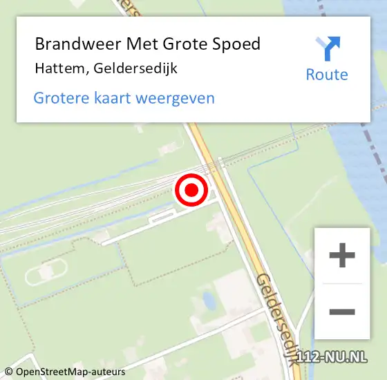 Locatie op kaart van de 112 melding: Brandweer Met Grote Spoed Naar Hattem, Geldersedijk op 24 juni 2022 17:19