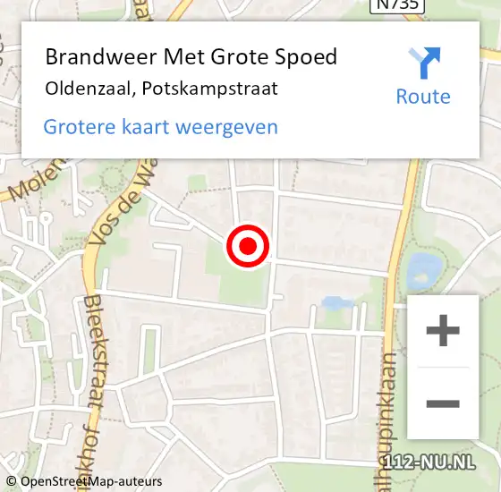 Locatie op kaart van de 112 melding: Brandweer Met Grote Spoed Naar Oldenzaal, Potskampstraat op 24 juni 2022 17:25