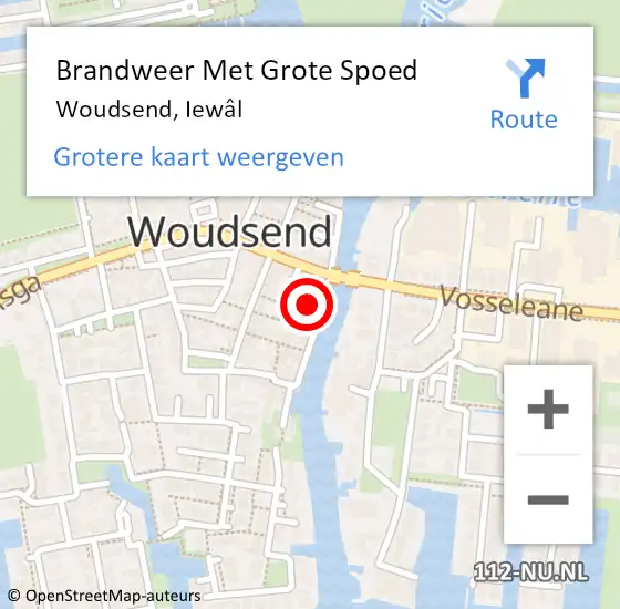 Locatie op kaart van de 112 melding: Brandweer Met Grote Spoed Naar Woudsend, Iewâl op 24 juni 2022 17:41