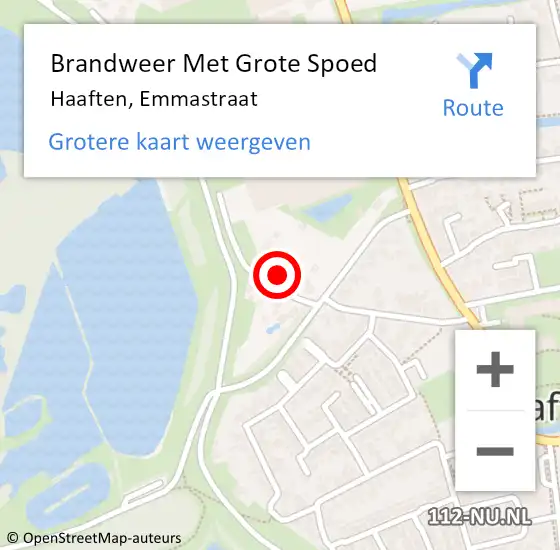 Locatie op kaart van de 112 melding: Brandweer Met Grote Spoed Naar Haaften, Emmastraat op 24 juni 2022 17:45