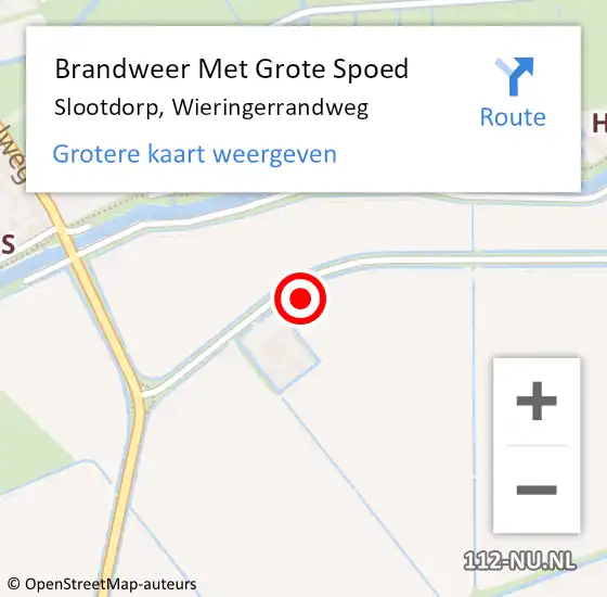 Locatie op kaart van de 112 melding: Brandweer Met Grote Spoed Naar Slootdorp, Wieringerrandweg op 24 juni 2022 18:10