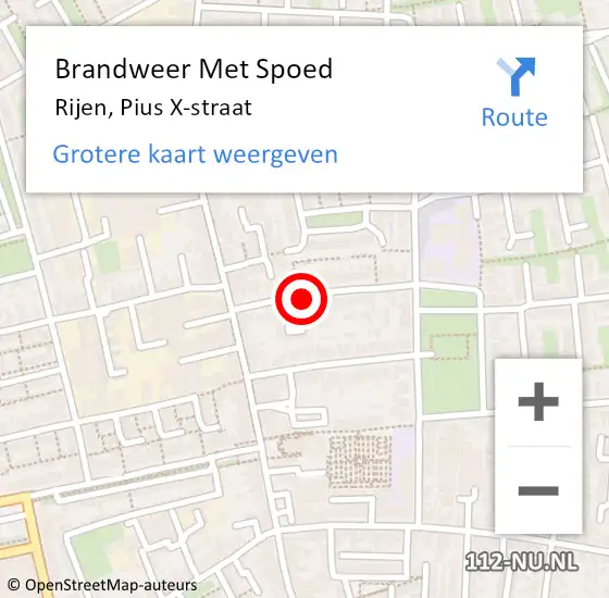 Locatie op kaart van de 112 melding: Brandweer Met Spoed Naar Rijen, Pius X-straat op 24 juni 2022 18:15