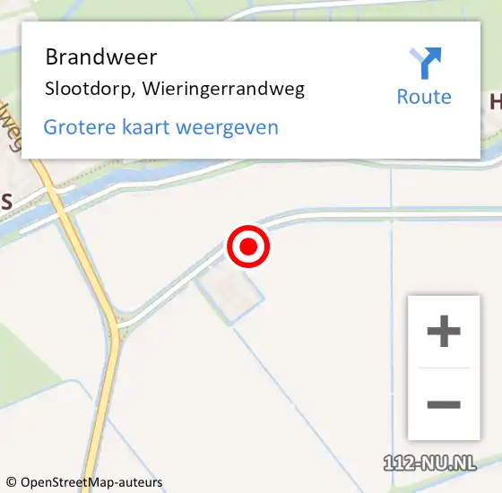 Locatie op kaart van de 112 melding: Brandweer Slootdorp, Wieringerrandweg op 24 juni 2022 18:18