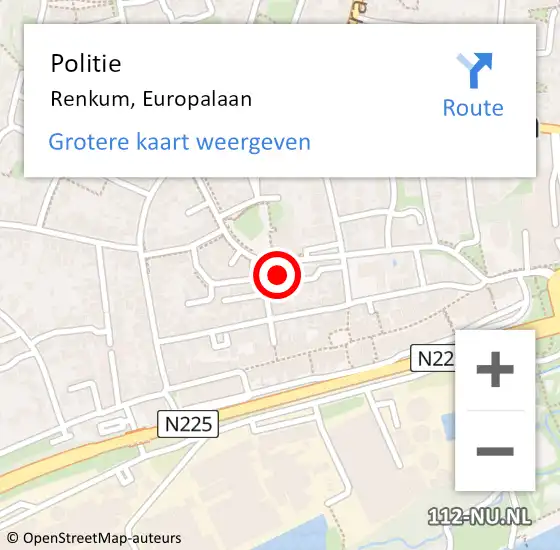 Locatie op kaart van de 112 melding: Politie Renkum, Europalaan op 24 juni 2022 18:56