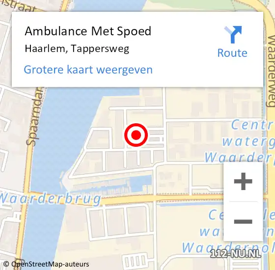 Locatie op kaart van de 112 melding: Ambulance Met Spoed Naar Haarlem, Tappersweg op 24 juni 2022 19:00