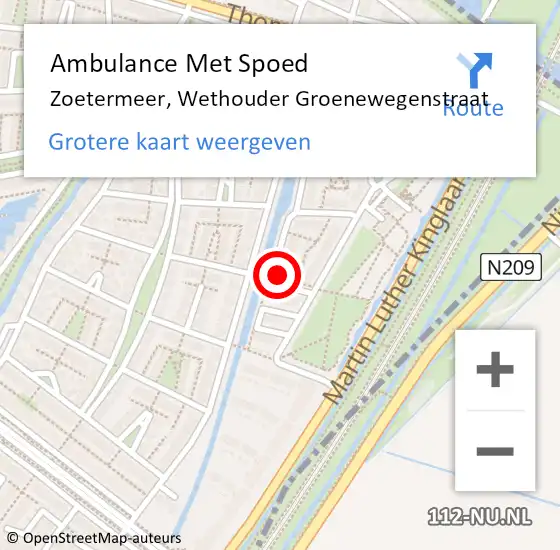 Locatie op kaart van de 112 melding: Ambulance Met Spoed Naar Zoetermeer, Wethouder Groenewegenstraat op 24 juni 2022 19:26