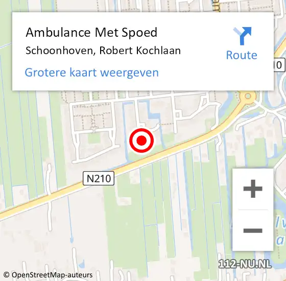 Locatie op kaart van de 112 melding: Ambulance Met Spoed Naar Schoonhoven, Robert Kochlaan op 24 juni 2022 19:32