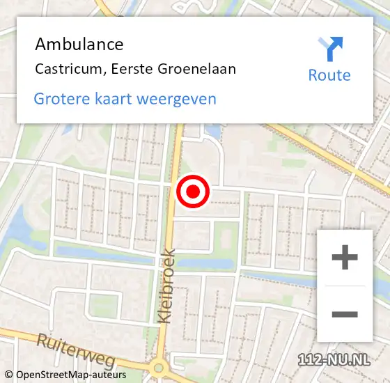 Locatie op kaart van de 112 melding: Ambulance Castricum, Eerste Groenelaan op 24 juni 2022 19:42