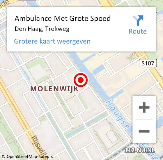 Locatie op kaart van de 112 melding: Ambulance Met Grote Spoed Naar Den Haag, Trekweg op 24 juni 2022 19:46