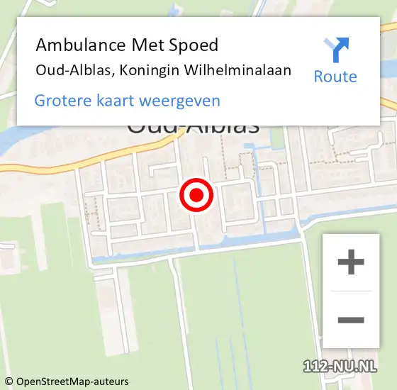Locatie op kaart van de 112 melding: Ambulance Met Spoed Naar Oud-Alblas, Koningin Wilhelminalaan op 24 juni 2022 19:49