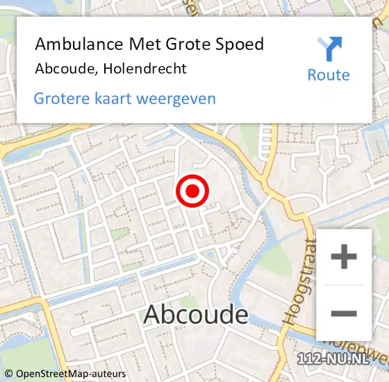 Locatie op kaart van de 112 melding: Ambulance Met Grote Spoed Naar Abcoude, Holendrecht op 24 juni 2022 19:58