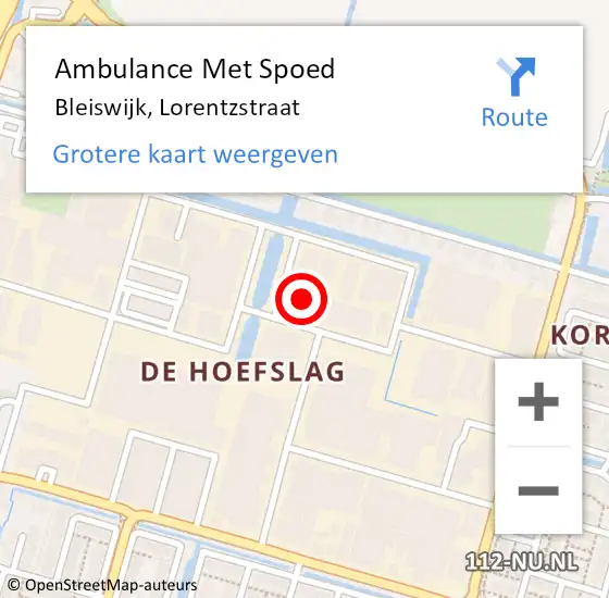 Locatie op kaart van de 112 melding: Ambulance Met Spoed Naar Bleiswijk, Lorentzstraat op 24 juni 2022 20:02