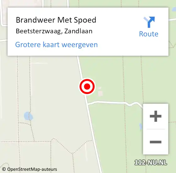 Locatie op kaart van de 112 melding: Brandweer Met Spoed Naar Beetsterzwaag, Zandlaan op 24 juni 2022 20:03