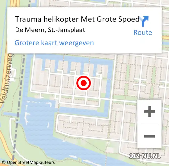 Locatie op kaart van de 112 melding: Trauma helikopter Met Grote Spoed Naar De Meern, St.-Jansplaat op 24 juni 2022 20:31