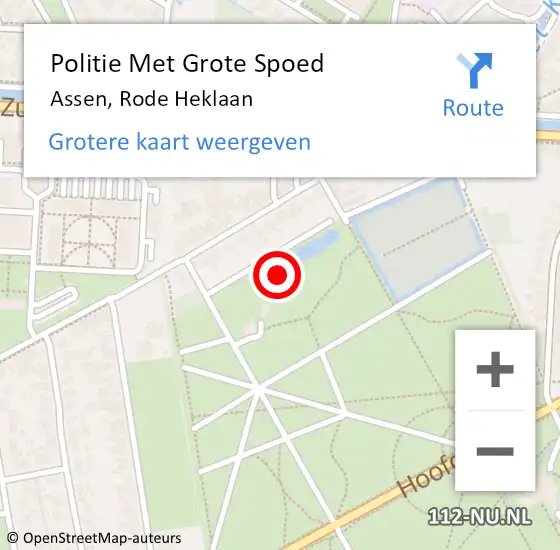 Locatie op kaart van de 112 melding: Politie Met Grote Spoed Naar Assen, Rode Heklaan op 24 juni 2022 20:39