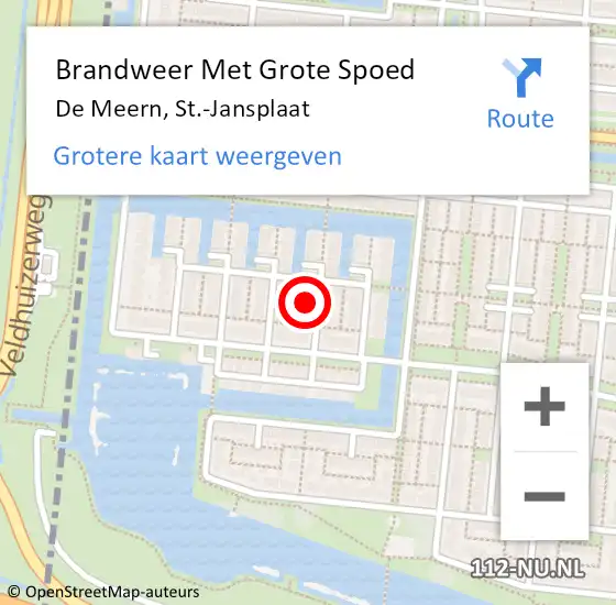 Locatie op kaart van de 112 melding: Brandweer Met Grote Spoed Naar De Meern, St.-Jansplaat op 24 juni 2022 20:54