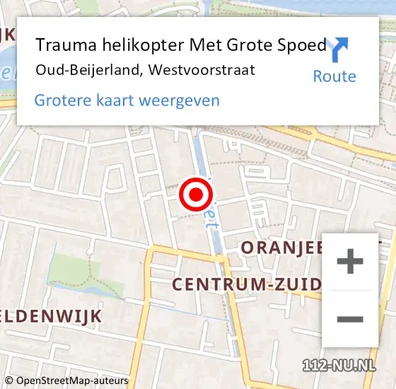 Locatie op kaart van de 112 melding: Trauma helikopter Met Grote Spoed Naar Oud-Beijerland, Westvoorstraat op 24 juni 2022 20:59