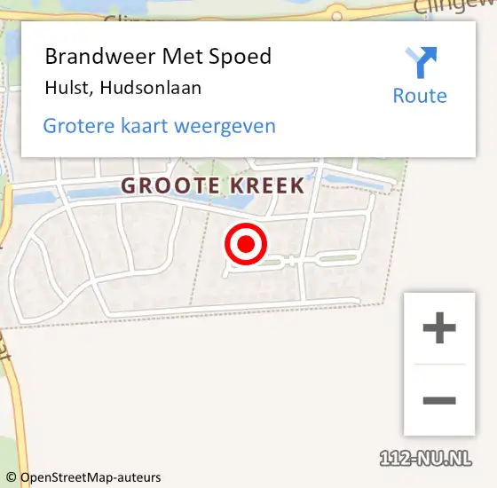 Locatie op kaart van de 112 melding: Brandweer Met Spoed Naar Hulst, Hudsonlaan op 24 juni 2022 21:00