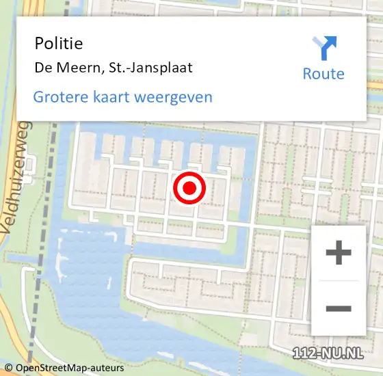 Locatie op kaart van de 112 melding: Politie De Meern, St.-Jansplaat op 24 juni 2022 21:03