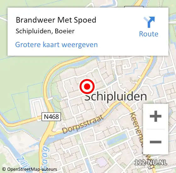 Locatie op kaart van de 112 melding: Brandweer Met Spoed Naar Schipluiden, Boeier op 24 juni 2022 21:09