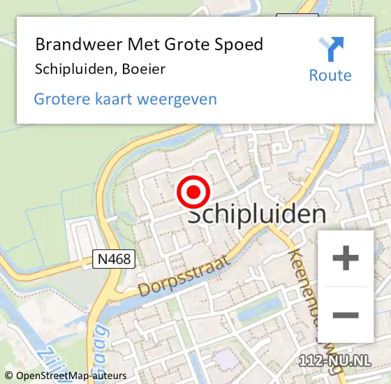 Locatie op kaart van de 112 melding: Brandweer Met Grote Spoed Naar Schipluiden, Boeier op 24 juni 2022 21:09