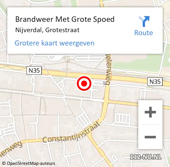 Locatie op kaart van de 112 melding: Brandweer Met Grote Spoed Naar Nijverdal, Grotestraat op 24 juni 2022 21:14