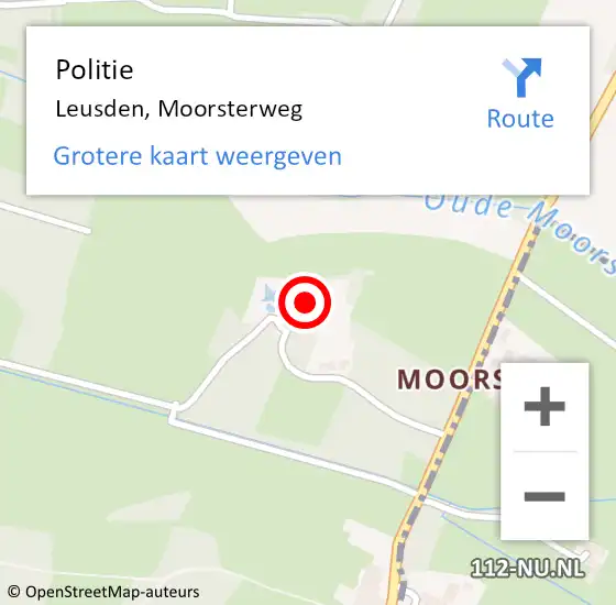 Locatie op kaart van de 112 melding: Politie Leusden, Moorsterweg op 24 juni 2022 21:14