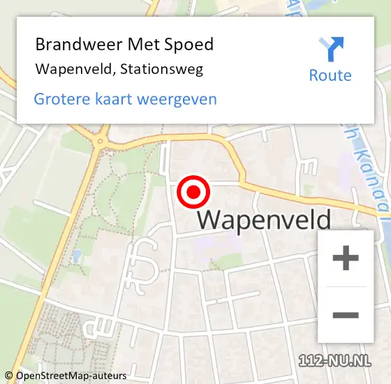 Locatie op kaart van de 112 melding: Brandweer Met Spoed Naar Wapenveld, Stationsweg op 24 juni 2022 21:19