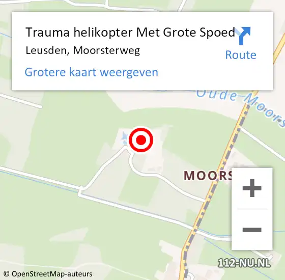 Locatie op kaart van de 112 melding: Trauma helikopter Met Grote Spoed Naar Leusden, Moorsterweg op 24 juni 2022 21:32