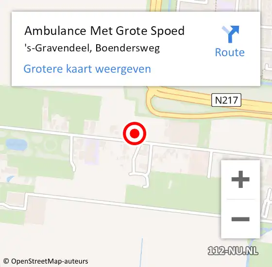 Locatie op kaart van de 112 melding: Ambulance Met Grote Spoed Naar 's-Gravendeel, Boendersweg op 24 juni 2022 21:52