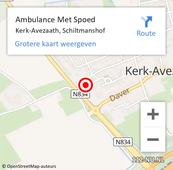 Locatie op kaart van de 112 melding: Ambulance Met Spoed Naar Kerk-Avezaath, Schiltmanshof op 24 juni 2022 21:57