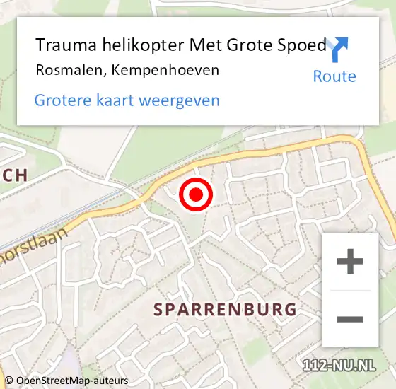 Locatie op kaart van de 112 melding: Trauma helikopter Met Grote Spoed Naar Rosmalen, Kempenhoeven op 24 juni 2022 22:01