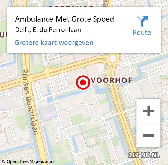 Locatie op kaart van de 112 melding: Ambulance Met Grote Spoed Naar Delft, E. du Perronlaan op 24 juni 2022 22:03