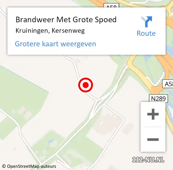 Locatie op kaart van de 112 melding: Brandweer Met Grote Spoed Naar Kruiningen, Kersenweg op 24 juni 2022 22:14