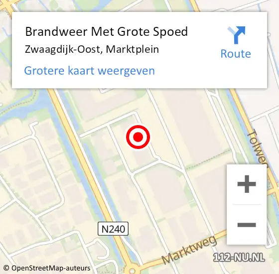 Locatie op kaart van de 112 melding: Brandweer Met Grote Spoed Naar Zwaagdijk-Oost, Marktplein op 24 juni 2022 22:25