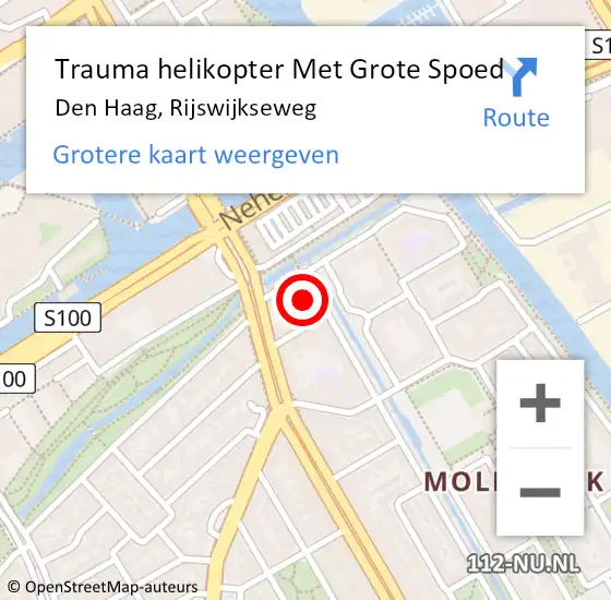 Locatie op kaart van de 112 melding: Trauma helikopter Met Grote Spoed Naar Den Haag, Rijswijkseweg op 24 juni 2022 22:26