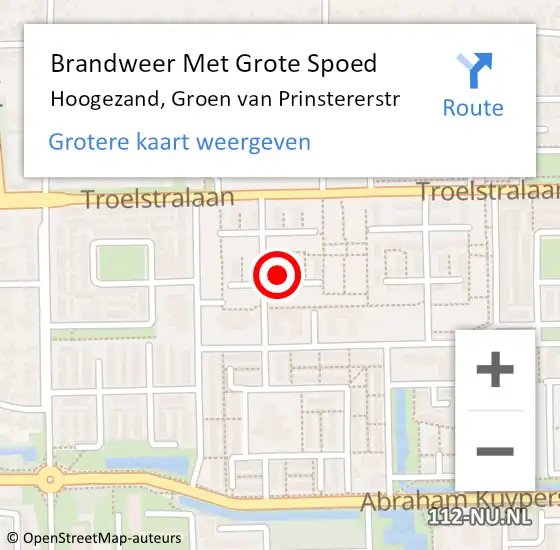 Locatie op kaart van de 112 melding: Brandweer Met Grote Spoed Naar Hoogezand, Groen van Prinstererstr op 24 juni 2022 22:30