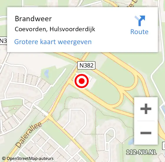 Locatie op kaart van de 112 melding: Brandweer Coevorden, Hulsvoorderdijk op 24 juni 2022 22:31