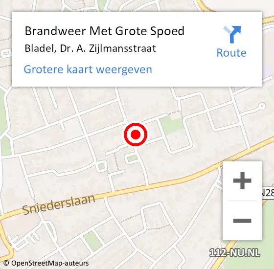 Locatie op kaart van de 112 melding: Brandweer Met Grote Spoed Naar Bladel, Dr. A. Zijlmansstraat op 24 juni 2022 22:36