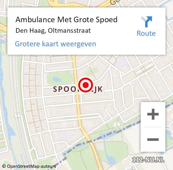 Locatie op kaart van de 112 melding: Ambulance Met Grote Spoed Naar Den Haag, Oltmansstraat op 24 juni 2022 22:40