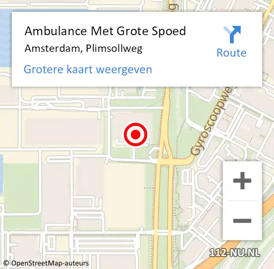Locatie op kaart van de 112 melding: Ambulance Met Grote Spoed Naar Amsterdam, Plimsollweg op 24 juni 2022 23:03