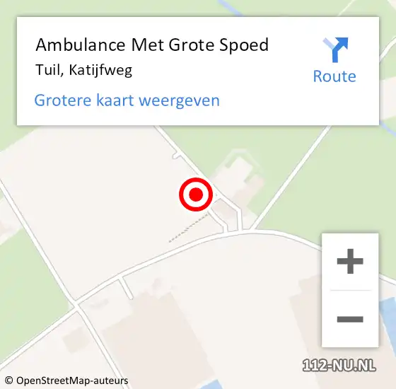 Locatie op kaart van de 112 melding: Ambulance Met Grote Spoed Naar Tuil, Katijfweg op 24 juni 2022 23:05