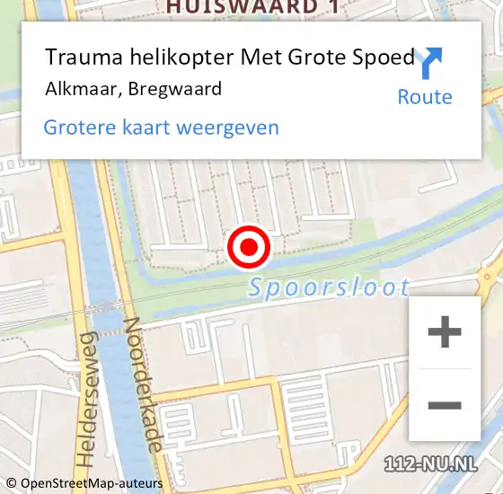 Locatie op kaart van de 112 melding: Trauma helikopter Met Grote Spoed Naar Alkmaar, Bregwaard op 24 juni 2022 23:30