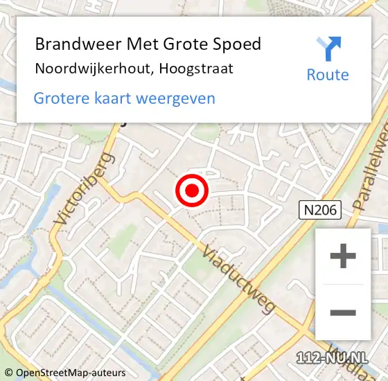 Locatie op kaart van de 112 melding: Brandweer Met Grote Spoed Naar Noordwijkerhout, Hoogstraat op 24 juni 2022 23:33