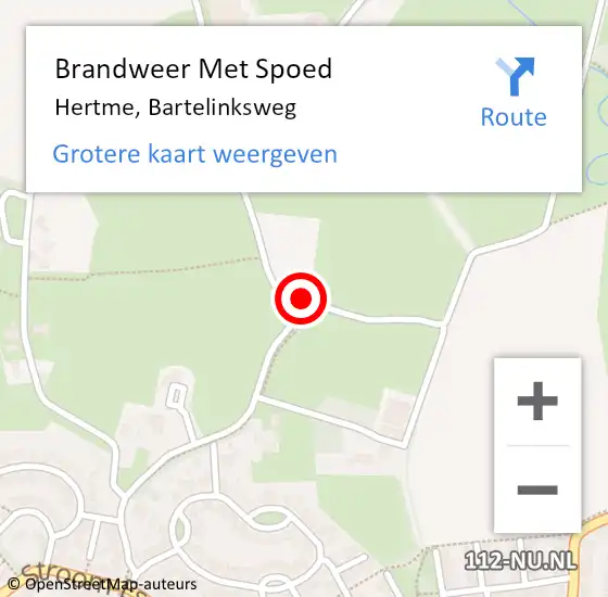 Locatie op kaart van de 112 melding: Brandweer Met Spoed Naar Hertme, Bartelinksweg op 25 juni 2022 00:01