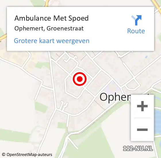 Locatie op kaart van de 112 melding: Ambulance Met Spoed Naar Ophemert, Groenestraat op 25 juni 2022 00:21