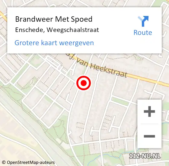 Locatie op kaart van de 112 melding: Brandweer Met Spoed Naar Enschede, Weegschaalstraat op 25 juni 2022 00:47