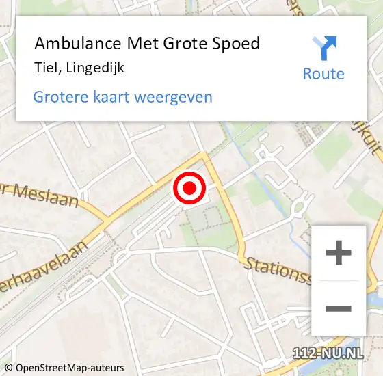 Locatie op kaart van de 112 melding: Ambulance Met Grote Spoed Naar Tiel, Lingedijk op 25 juni 2022 00:50