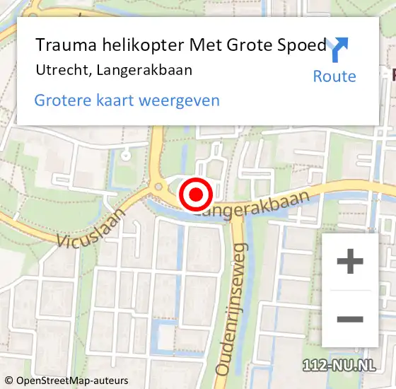 Locatie op kaart van de 112 melding: Trauma helikopter Met Grote Spoed Naar Utrecht, Langerakbaan op 25 juni 2022 01:00