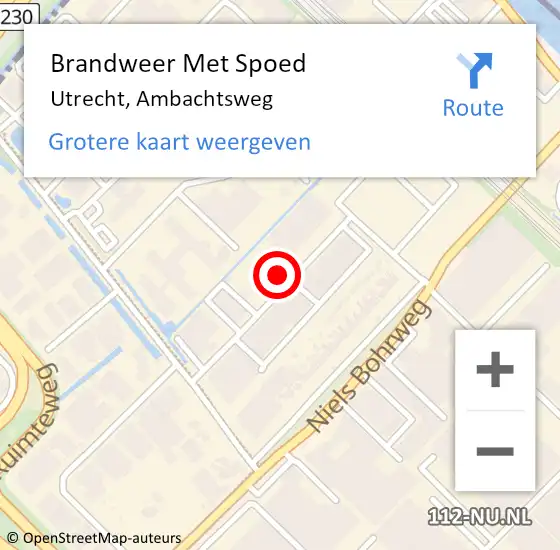 Locatie op kaart van de 112 melding: Brandweer Met Spoed Naar Utrecht, Ambachtsweg op 25 juni 2022 01:09